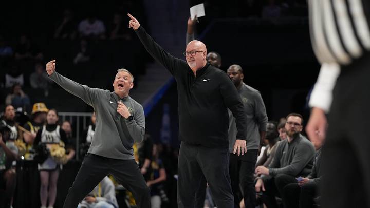 Mar 10, 2026; Charlotte, NC, USA; Wake Forest Demon Deacons head coach Steve Forbes and assistant coach Matt Woodley react in the second half at Spectrum Center. Mandatory Credit: Bob Donnan-Imagn Images Mar 10, 2026; Charlotte, NC, USA; Wake Forest Demon Deacons head coach Steve Forbes and assistant coach Matt Woodley react in the second half at Spectrum Center. Mandatory Credit: Bob Donnan-Imagn Images