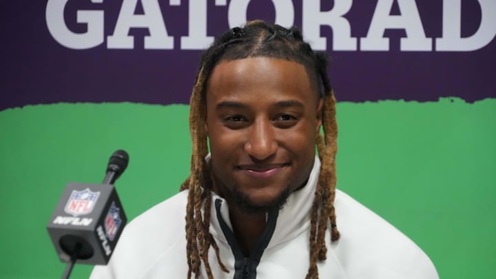 Feb 3, 2025; New Orleans, LA, USA;  Kansas City Chiefs safety Justin Reid (20) during Super Bowl LIX Opening Night at Ceasars Superdome. Mandatory Credit: Kirby Lee-Imagn Images