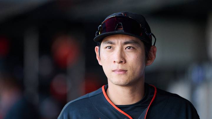 San Francisco, California, USA; San Francisco Giants outfielder Jung Hoo Lee (51) looks on in the dugout before a game against the Atlanta Braves at Oracle Park. Mandatory Credit: Robert Edwards-Imagn Images San Francisco, California, USA; San Francisco Giants outfielder Jung Hoo Lee (51) looks on in the dugout before a game against the Atlanta Braves at Oracle Park. Mandatory Credit: Robert Edwards-Imagn Images