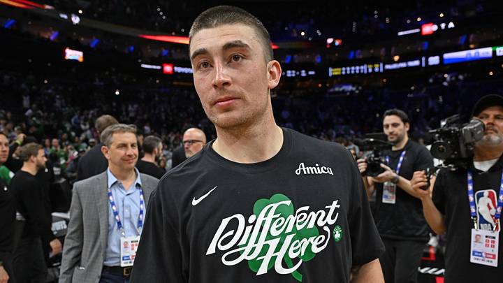 Apr 26, 2026; Philadelphia, Pennsylvania, USA; Boston Celtics guard Payton Pritchard (11) on the court after win against the Philadelphia 76ers at Xfinity Mobile Arena. Mandatory Credit: Eric Hartline-Imagn Images Apr 26, 2026; Philadelphia, Pennsylvania, USA; Boston Celtics guard Payton Pritchard (11) on the court after win against the Philadelphia 76ers at Xfinity Mobile Arena. Mandatory Credit: Eric Hartline-Imagn Images