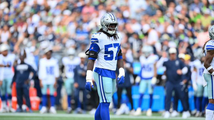 Dallas Cowboys linebacker Malachi Lawrence (57) during the first half against the Seattle Seahawks at Lumen Field. Mandatory Credit: Steven Bisig-Imagn Images Dallas Cowboys linebacker Malachi Lawrence (57) during the first half against the Seattle Seahawks at Lumen Field. Mandatory Credit: Steven Bisig-Imagn Images