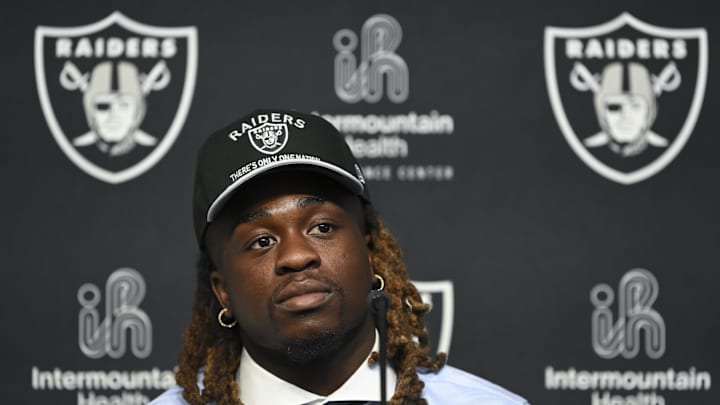 Apr 25, 2025; Henderson, NV, USA; Las Vegas Raiders first round draft pick in the 2025 NFL Draft Ashton Jeanty, speaks to the media at Intermountain Health Performance Center. Mandatory Credit: Candice Ward-Imagn Images Apr 25, 2025; Henderson, NV, USA; Las Vegas Raiders first round draft pick in the 2025 NFL Draft Ashton Jeanty, speaks to the media at Intermountain Health Performance Center. Mandatory Credit: Candice Ward-Imagn Images