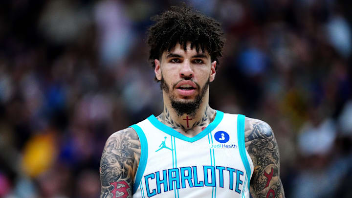 Jan 18, 2026; Denver, Colorado, USA; Charlotte Hornets guard LaMelo Ball (1) during the first quarter against the Denver Nuggets at Ball Arena. Mandatory Credit: Ron Chenoy-Imagn Images Jan 18, 2026; Denver, Colorado, USA; Charlotte Hornets guard LaMelo Ball (1) during the first quarter against the Denver Nuggets at Ball Arena. Mandatory Credit: Ron Chenoy-Imagn Images