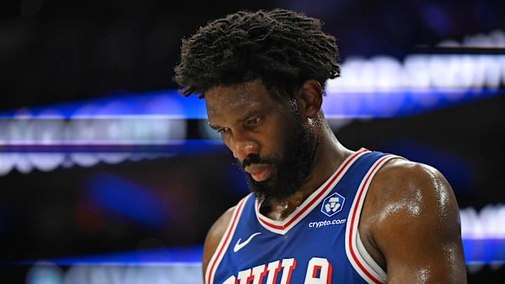 Philadelphia 76ers center Joel Embiid (21) against the Indiana Pacers at Xfinity Mobile Arena. Philadelphia 76ers center Joel Embiid (21) against the Indiana Pacers at Xfinity Mobile Arena.