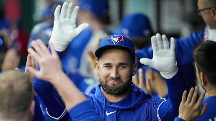 Apr 22, 2024; Kansas City, Missouri, USA; Toronto Blue Jays outfielder Kevin Kiermaier (39)