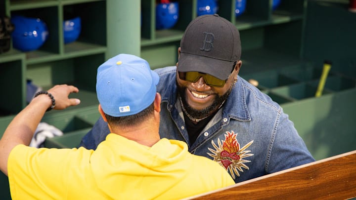Sep 7, 2024; Boston, Massachusetts, USA; Hall of Famer and former Boston Red Sox David Ortiz at Fenway Park before a game against the Chicago White Sox. Mandatory Credit: Paul Rutherford-Imagn Images