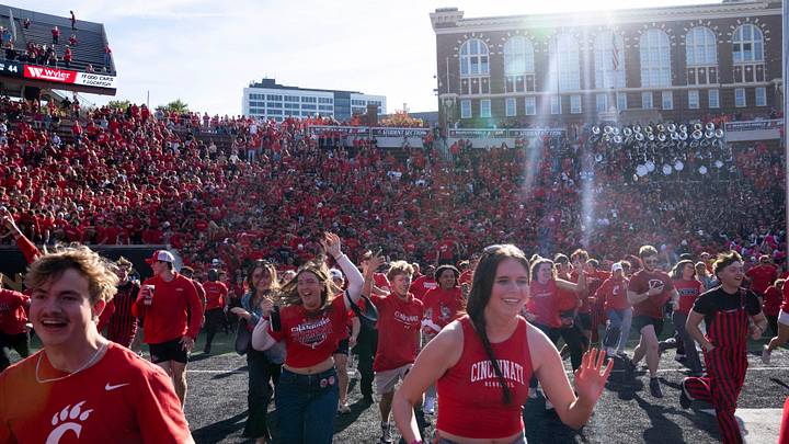 Two top-10 upsets, Two field stormings, including this one after Cincinnati's win, hit the Big 12 in Week 8. Two top-10 upsets, Two field stormings, including this one after Cincinnati's win, hit the Big 12 in Week 8.