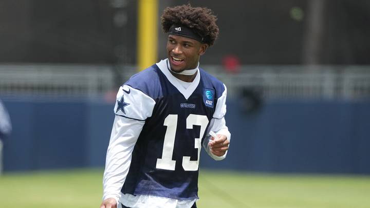 Dallas Cowboys safety Caleb Downs at training camp at River Ridge Playing Fields. Dallas Cowboys safety Caleb Downs at training camp at River Ridge Playing Fields.