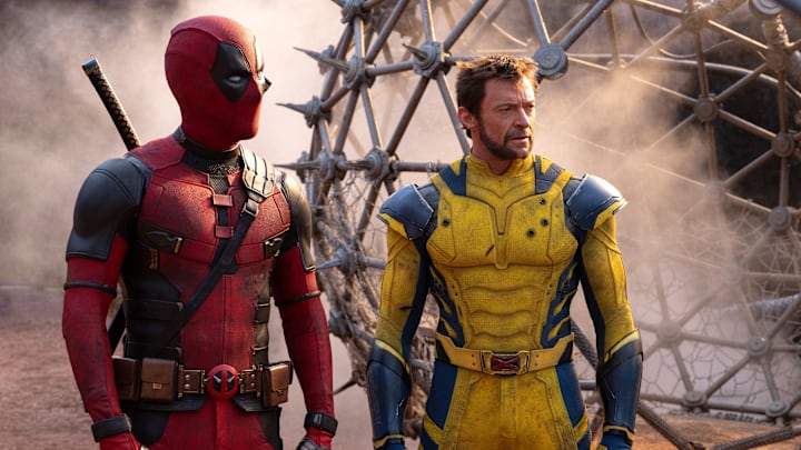 (L-R): Ryan Reynolds as Deadpool/Wade Wilson and Hugh Jackman as Wolverine/Logan in 20th Century Studios/Marvel Studios' DEADPOOL & WOLVERINE. Photo by Jay Maidment. © 2024 20th Century Studios / © and ™ 2024 MARVEL.