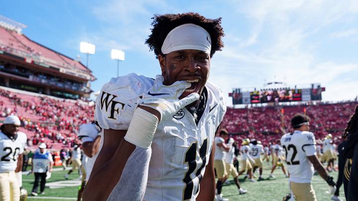 Sep 26, 2026; Louisville, Kentucky, USA; Wake Forest Demon Deacons defensive lineman Langston Hardy (11) celebrates after winning against the Louisville Cardinals at L&N Federal Credit Union Stadium. Mandatory Credit: Chris Carter-Imagn Images Sep 26, 2026; Louisville, Kentucky, USA; Wake Forest Demon Deacons defensive lineman Langston Hardy (11) celebrates after winning against the Louisville Cardinals at L&N Federal Credit Union Stadium. Mandatory Credit: Chris Carter-Imagn Images