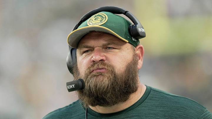 Green Bay Packers offensive line coach Luke Butkus is shown before their preseason game against the Arizona Cardinals. Green Bay Packers offensive line coach Luke Butkus is shown before their preseason game against the Arizona Cardinals.
