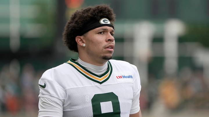 Green Bay Packers wide receiver Christian Watson (9) is shown at training camp Friday, July 31, 2026 in Green Bay, Wisconsin.