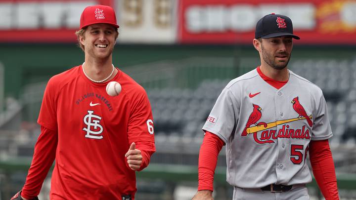 Sep 22, 2026; Pittsburgh, Pennsylvania, USA; St. Louis Cardinals pitcher Quinn Mathews (60) and Cooper Hjerpe (56) walk on the field before the game against the Pittsburgh Pirates at PNC Park. Mandatory Credit: Charles LeClaire-Imagn Images Sep 22, 2026; Pittsburgh, Pennsylvania, USA; St. Louis Cardinals pitcher Quinn Mathews (60) and Cooper Hjerpe (56) walk on the field before the game against the Pittsburgh Pirates at PNC Park. Mandatory Credit: Charles LeClaire-Imagn Images