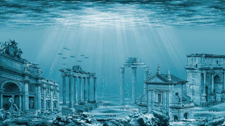 Ruins of the Atlantis civilization. Underwater ruins Ruins of the Atlantis civilization. Underwater ruins