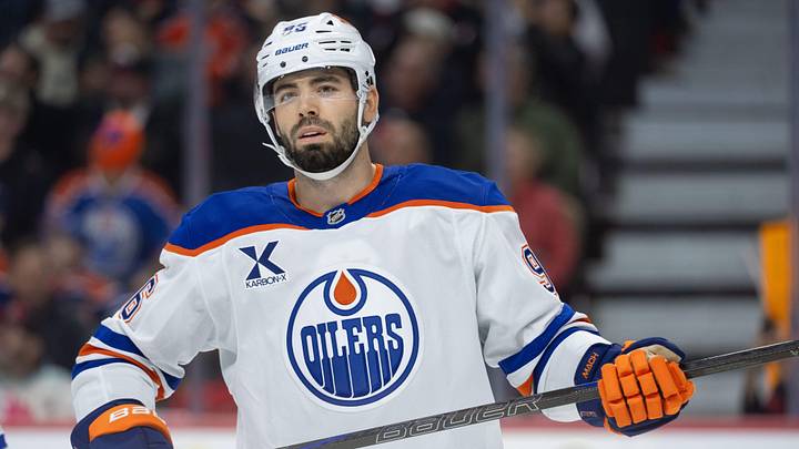 Oct 21, 2025; Ottawa, Ontario, CAN; Edmonton Oilers defenseman Jake Walman (96) skates in the first period against the Ottawa Senators at the Canadian Tire Centre. Mandatory Credit: Marc DesRosiers-IMAGN Images Oct 21, 2025; Ottawa, Ontario, CAN; Edmonton Oilers defenseman Jake Walman (96) skates in the first period against the Ottawa Senators at the Canadian Tire Centre. Mandatory Credit: Marc DesRosiers-IMAGN Images