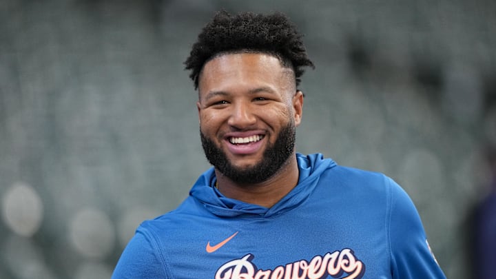 Apr 12, 2026; Milwaukee, Wisconsin, USA; Milwaukee Brewers outfielder Jackson Chourio (11) looks on prior to the game against the Washington Nationals at American Family Field. Mandatory Credit: Jeff Hanisch-Imagn Images Apr 12, 2026; Milwaukee, Wisconsin, USA; Milwaukee Brewers outfielder Jackson Chourio (11) looks on prior to the game against the Washington Nationals at American Family Field. Mandatory Credit: Jeff Hanisch-Imagn Images