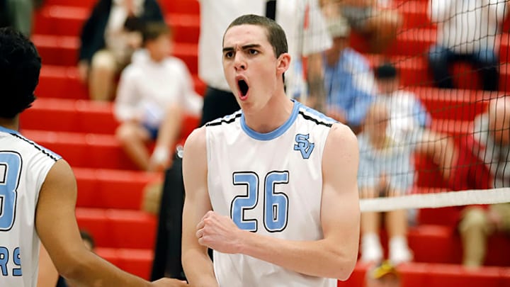 Seneca Valley's Jordan Hoover was selected to the all-state team by the Pennsylvania Volleyball Coaches Association. Hoover is pictured above celebrating a point during the Raiders' five-set WPIAL Class 3A semifinal win over Penn-Trafford.