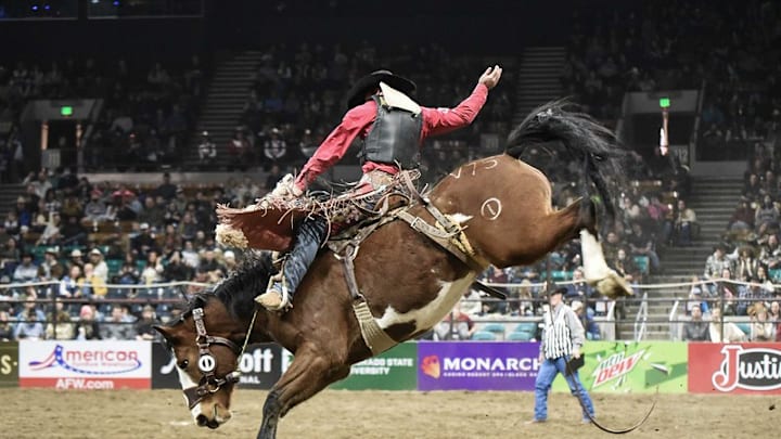 Saddle Bronc Riding Action at the NWSS