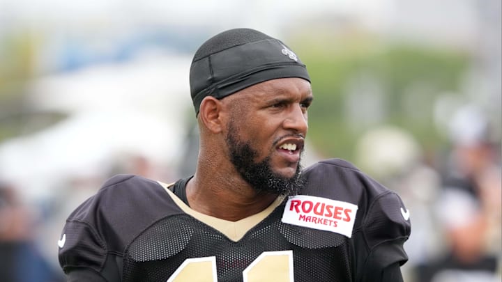 Aug 14, 2025; Carson, CA, USA; New Orleans Saints wide receiver Cedrick Wilson Jr. (11) during a joint practice against the Los Angeles Rams at the Dignity Health Sports Park. Mandatory Credit: Kirby Lee-Imagn Images