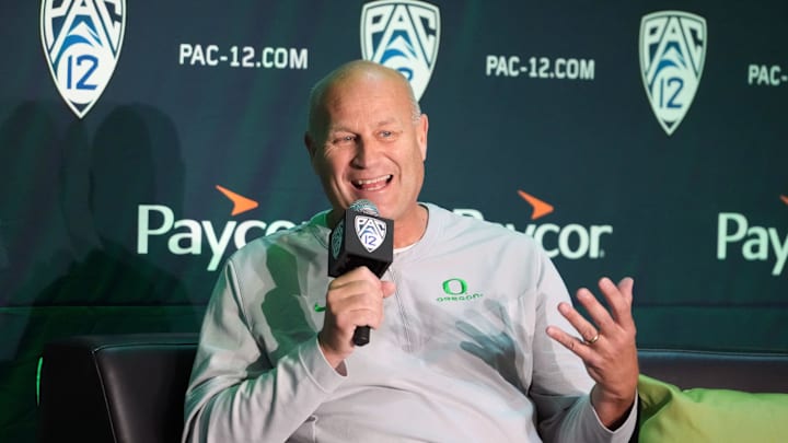 Oct 10, 2023; Las Vegas, NV, USA; Oregon Ducks coach Kelly Graves during Pac-12 women's basketball media days.