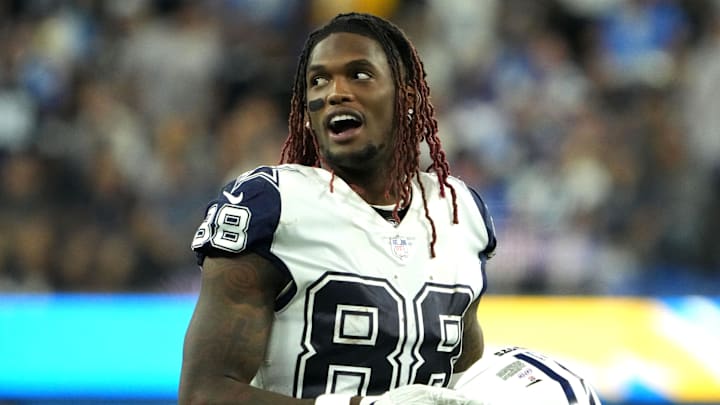 Oct 16, 2023; Inglewood, California, USA; Dallas Cowboys wide receiver CeeDee Lamb (88) reacts in the second half against the Los Angeles Chargers at SoFi Stadium. Mandatory Credit: Kirby Lee-USA TODAY Sports