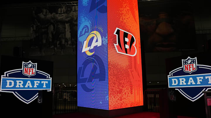 Feb 7, 2022; Los Angeles, CA, USA; Los Angeles Rams and Cincinnati Bengals loos are seen at the NFL
