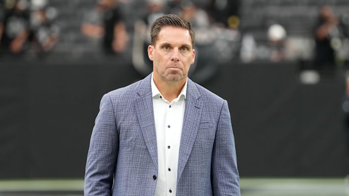 Sep 22, 2024; Paradise, Nevada, USA; Carolina Panthers general manager Dan Morgan during the game against the Las Vegas Raiders at Allegiant Stadium. Mandatory Credit: Kirby Lee-Imagn Images