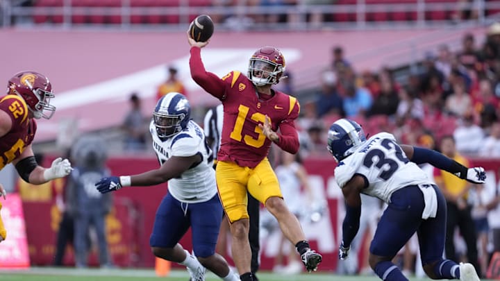 Sep 2, 2023; Los Angeles, California, USA; Southern California Trojans quarterback Caleb Williams