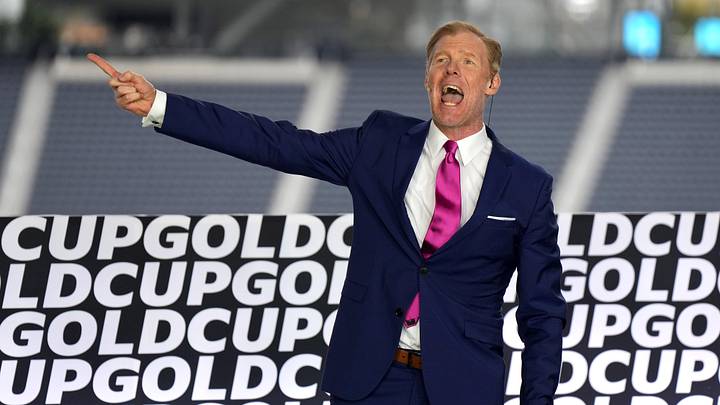 Apr 14, 2023; Inglewood, California, USA; Alexi Lalas gestures during the CONCACAF Gold Cup Draw at SoFi Stadium. Mandatory Credit: Kirby Lee-Imagn Images Apr 14, 2023; Inglewood, California, USA; Alexi Lalas gestures during the CONCACAF Gold Cup Draw at SoFi Stadium. Mandatory Credit: Kirby Lee-Imagn Images