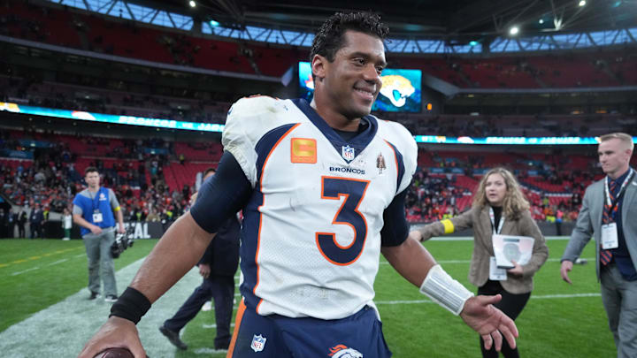 Oct 30, 2022; London, United Kingdom;  Denver Broncos quarterback Russell Wilson (3).