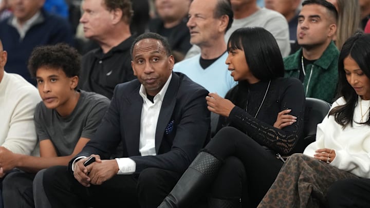 iMay 1, 2025; Inglewood, California, USA; Stephen A. Smith attends game six of first round for the 2025 NBA Playoffs between the Denver Nuggets and the LA Clippers at Intuit Dome. Mandatory Credit: Kirby Lee-Imagn Images
