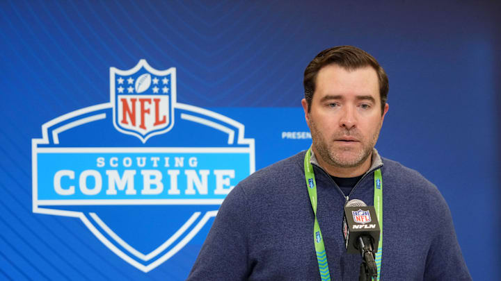Tennessee Titans coach Brian Callahan speaks during the NFL Scouting Combine at the Indiana Convention Center. Mandatory Credit: Kirby Lee-Imagn Images Tennessee Titans coach Brian Callahan speaks during the NFL Scouting Combine at the Indiana Convention Center. Mandatory Credit: Kirby Lee-Imagn Images