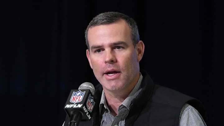 Feb 28, 2023; Indianapolis, IN, USA; Buffalo Bills general manager Brandon Beane during the NFL combine