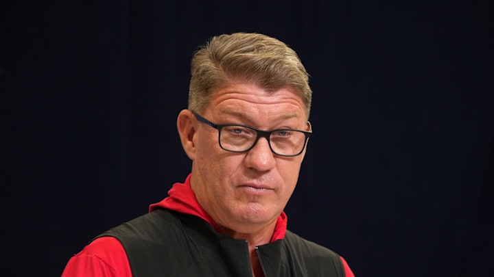 Tampa Bay Buccaneers general manager Jason Licht speaks during the NFL Scouting Combine. Tampa Bay Buccaneers general manager Jason Licht speaks during the NFL Scouting Combine.