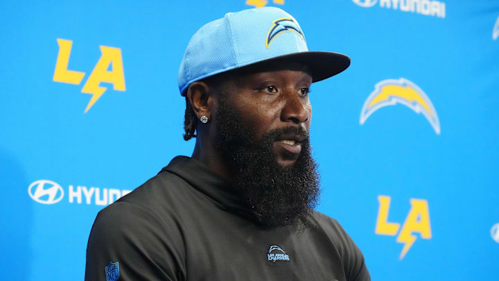 Los Angeles Chargers linebackers coach NaVorro Bowman during a press conference at the Hoag Performance Center. Mandatory Credit: Kirby Lee-USA TODAY Sports