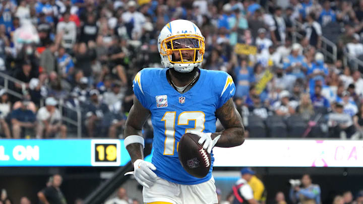 Los Angeles Chargers wide receiver Keenan Allen celebrates after scoring on a 1-yard touchdown reception.