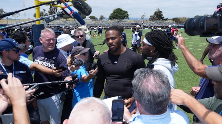 Dallas Cowboys defensive end Micah Parsons and cornerback Trevon Diggs talk to media during training camp Dallas Cowboys defensive end Micah Parsons and cornerback Trevon Diggs talk to media during training camp