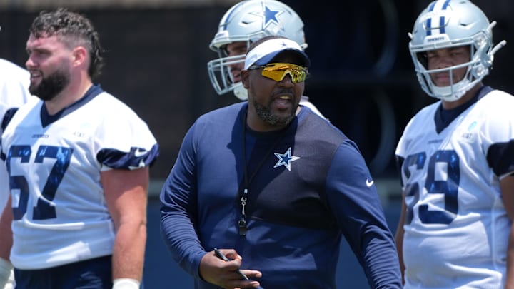 Dallas Cowboys assistant offensive line coach Ramon Chinyoung during training camp at the River Ridge Fields.