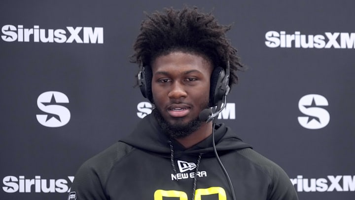 Feb 26, 2025; Indianapolis, IN, USA; Georgia linebacker Jalon Walker (LB28) on the SiriusXM radio set during the 2025 NFL Scouting Combine at the Indiana Convention Center. Mandatory Credit: Kirby Lee-Imagn Images Feb 26, 2025; Indianapolis, IN, USA; Georgia linebacker Jalon Walker (LB28) on the SiriusXM radio set during the 2025 NFL Scouting Combine at the Indiana Convention Center. Mandatory Credit: Kirby Lee-Imagn Images