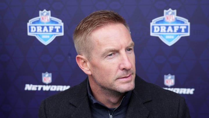 Apr 24, 2024; Detroit, MI, USA; NFL Network analyst Joel Klatt speaks to the media at the Play Football Prospect Clinic at The Corner Ballpark. Mandatory Credit: Kirby Lee-Imagn Images