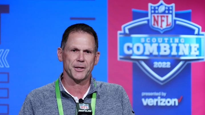 Mar 1, 2022; Indianapolis, IN, USA; Jacksonville Jaguars general manager Trent Baalke during the NFL Combine at the Indiana Convention Center. Mandatory Credit: Kirby Lee-Imagn Images