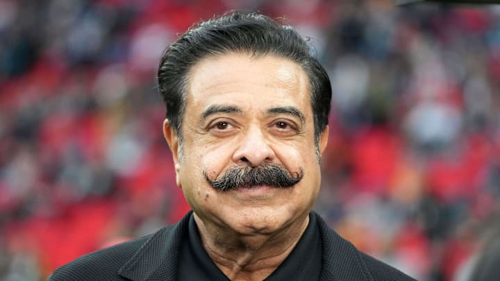 Oct 20, 2024; London, United Kingdom; Jacksonville Jaguars owner Shad Khan during an NFL International Series game against the New England Patriots at Wembley Stadium. Mandatory Credit: Kirby Lee-Imagn Images