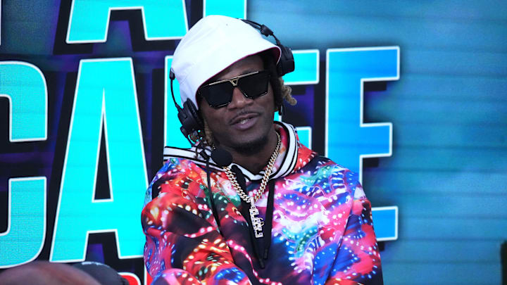 Feb 9, 2023; Phoenix, AZ, USA; Adam Jones aka Pacman Jones on the Pac McAfee show on the FanDuel set on radio row at the Super Bowl LVII media center at the Phoenix Convention Center. Mandatory Credit: Kirby Lee-Imagn Images Feb 9, 2023; Phoenix, AZ, USA; Adam Jones aka Pacman Jones on the Pac McAfee show on the FanDuel set on radio row at the Super Bowl LVII media center at the Phoenix Convention Center. Mandatory Credit: Kirby Lee-Imagn Images