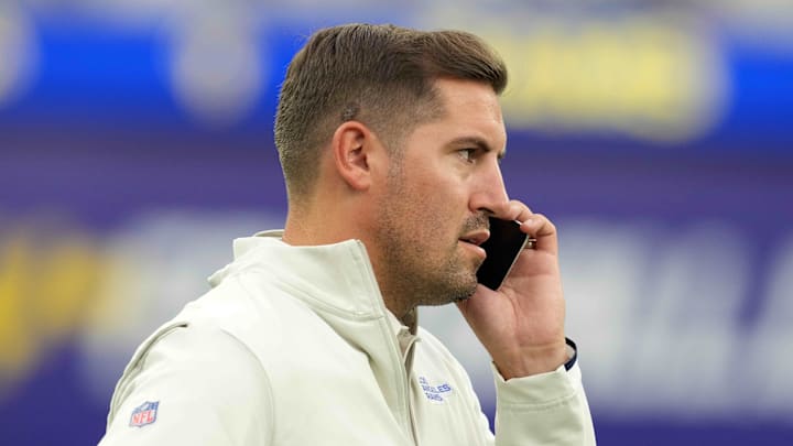 Aug 14, 2021; Inglewood, California, USA; Los Angeles Rams vice president Tony Pastoors attends a game against the Los Angeles Chargers at SoFi Stadium. Mandatory Credit: Kirby Lee-Imagn Images