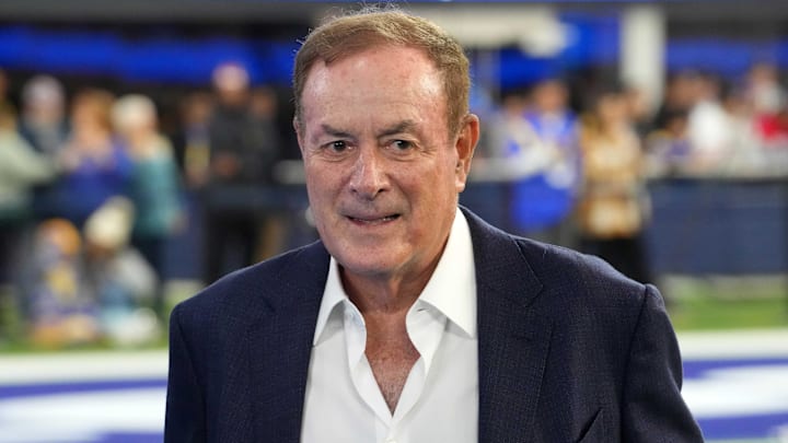 Dec 21, 2023; Inglewood, California, USA; Thursday Night Football Amazon Prime play-by-play announcer Al Michaels during the game between the Los Angeles Rams and the New Orleans Saints at SoFi Stadium. Mandatory Credit: Kirby Lee-Imagn Images Dec 21, 2023; Inglewood, California, USA; Thursday Night Football Amazon Prime play-by-play announcer Al Michaels during the game between the Los Angeles Rams and the New Orleans Saints at SoFi Stadium. Mandatory Credit: Kirby Lee-Imagn Images