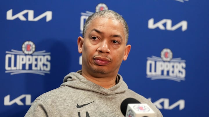 Feb 25, 2024; Los Angeles, California, USA; LA Clippers coach Tyronn Lue at a press conference