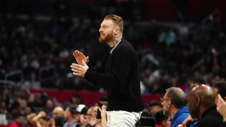 Jan 16, 2024; Los Angeles, California, USA; Las Vegas Raiders defensive end Maxx Crosby reacts in Jan 16, 2024; Los Angeles, California, USA; Las Vegas Raiders defensive end Maxx Crosby reacts in
