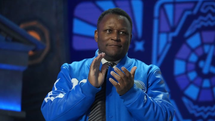 Apr 25, 2024; Detroit, MI, USA; Detroit Lions former running back Barry Sanders attends the 2024 NFL Draft at Campus Martius Park and Hart Plaza. Apr 25, 2024; Detroit, MI, USA; Detroit Lions former running back Barry Sanders attends the 2024 NFL Draft at Campus Martius Park and Hart Plaza.