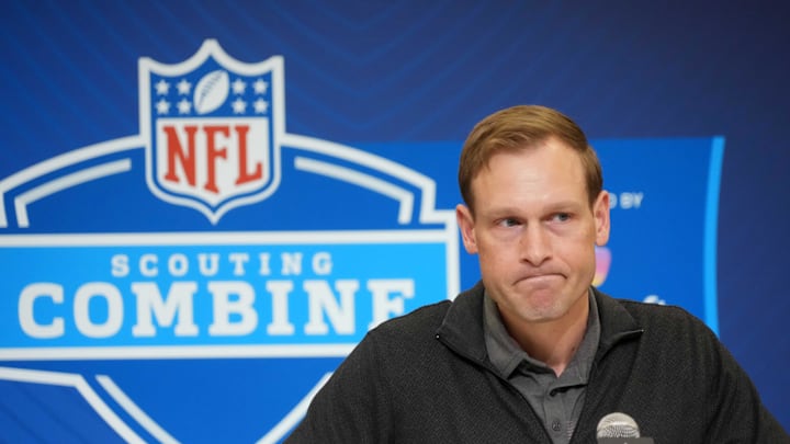 Chicago Bears coach Ben Johnson speaks during the NFL Scouting Combine.