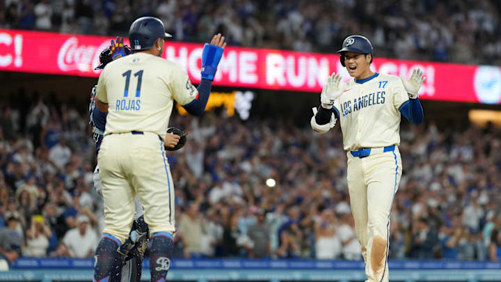 Rojas (#11) and Ohtani (#17) helped the Dodgers capture its second straight championship. 